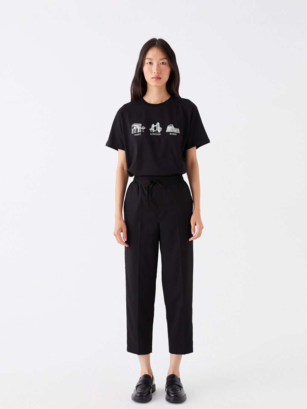 Elasticated Waist Women's Trousers -W34952Z8-CVL