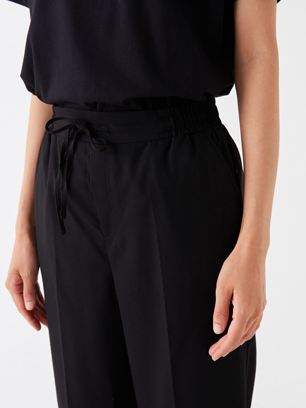 Elasticated Waist Women's Trousers -W34952Z8-CVL