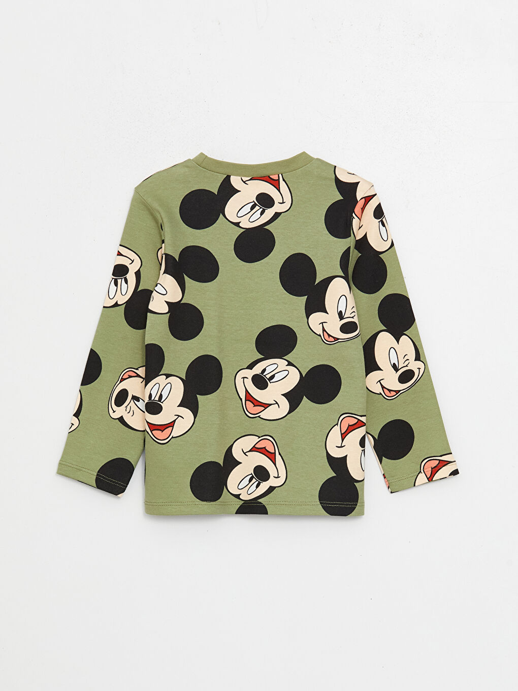 LCW baby Yeşil Bisiklet Yaka Uzun Kollu Mickey Mouse Baskılı Erkek Bebek Pijama Takım - 4