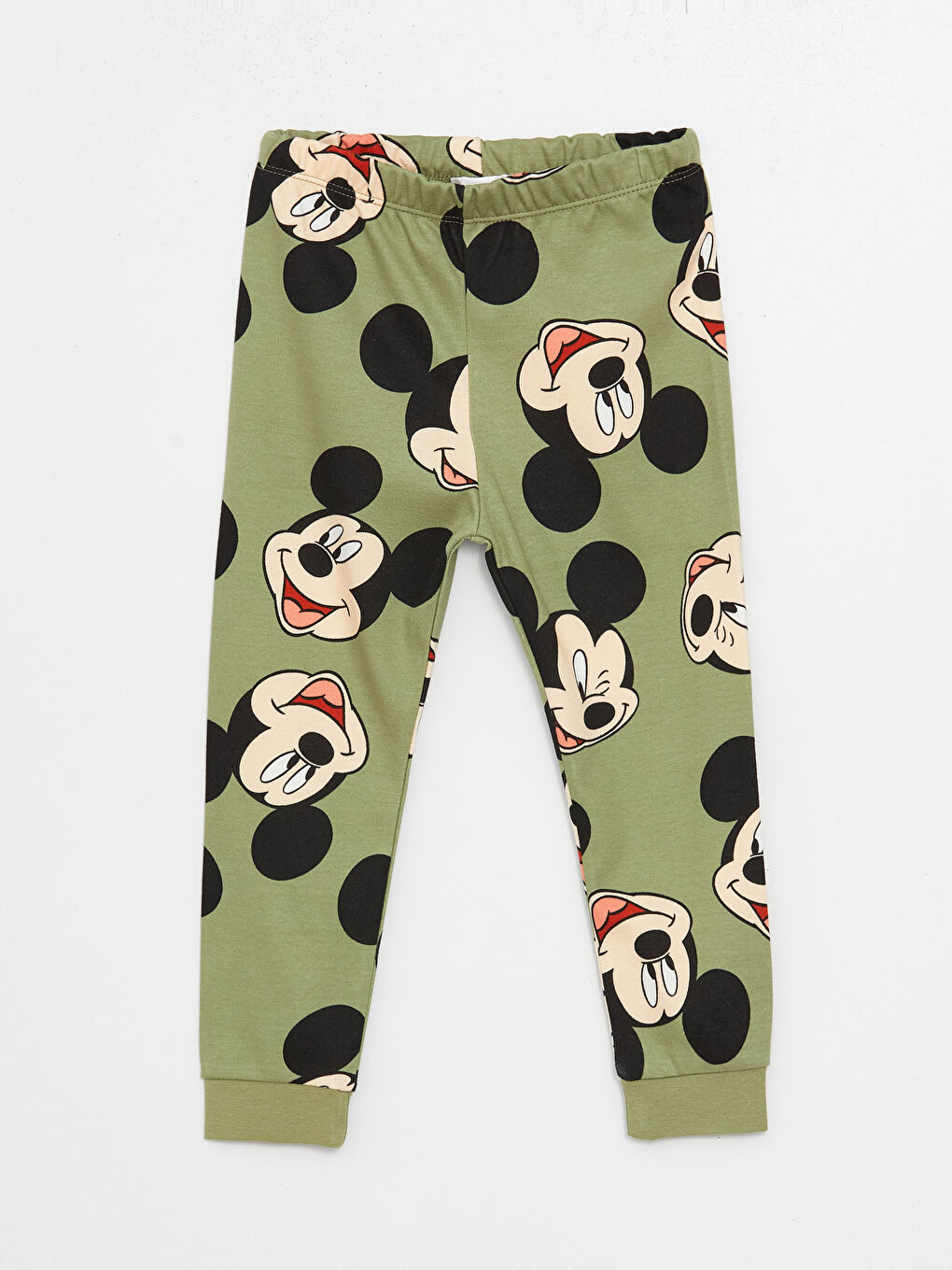 LCW baby Yeşil Bisiklet Yaka Uzun Kollu Mickey Mouse Baskılı Erkek Bebek Pijama Takım - 5