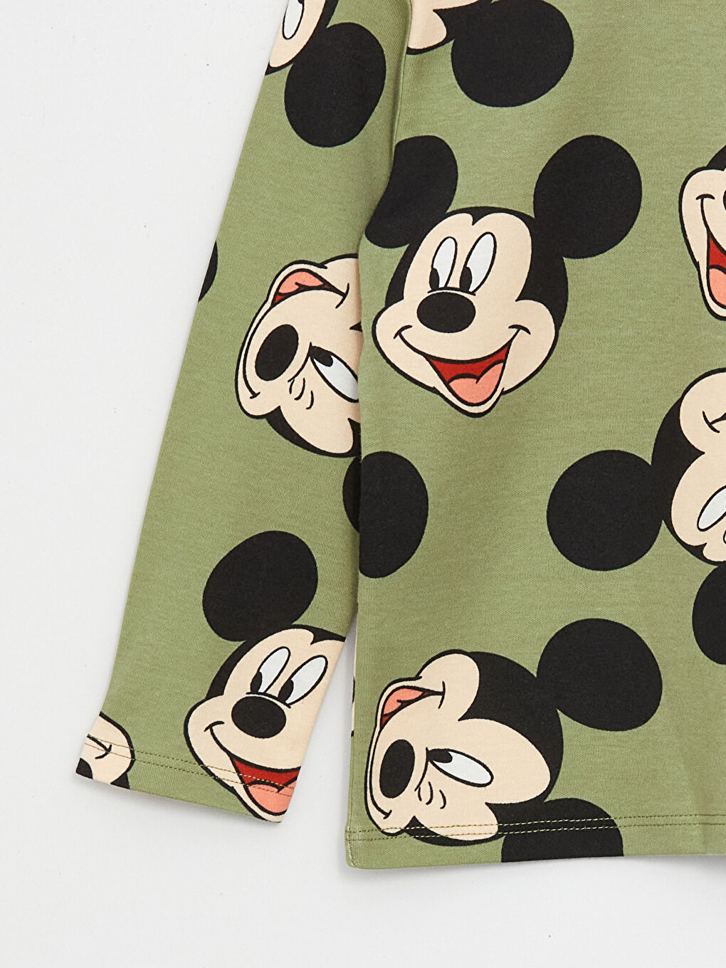 LCW baby Yeşil Bisiklet Yaka Uzun Kollu Mickey Mouse Baskılı Erkek Bebek Pijama Takım - 7