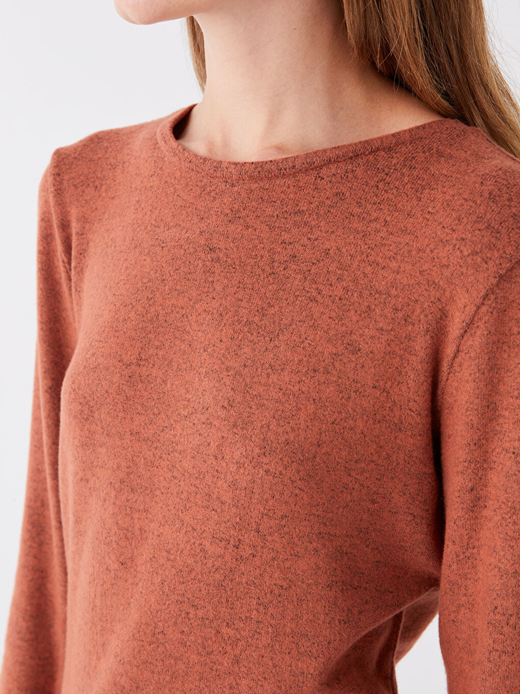 Crew Neck Plain Long Sleeve Women's T-Shirt-3
