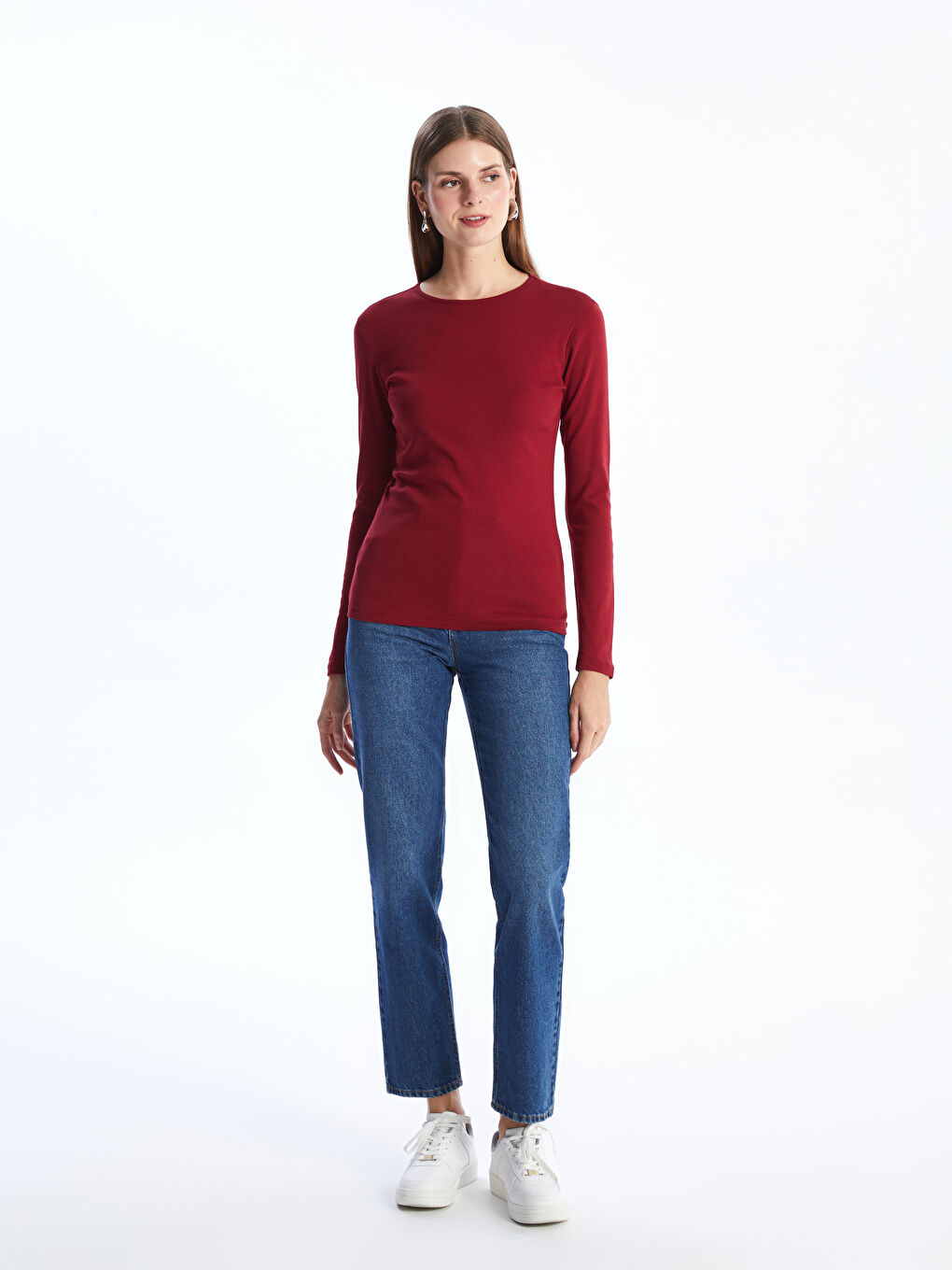 LCWAIKIKI Basic Bordo Bisiklet Yaka Kadın Bodysuit - 2