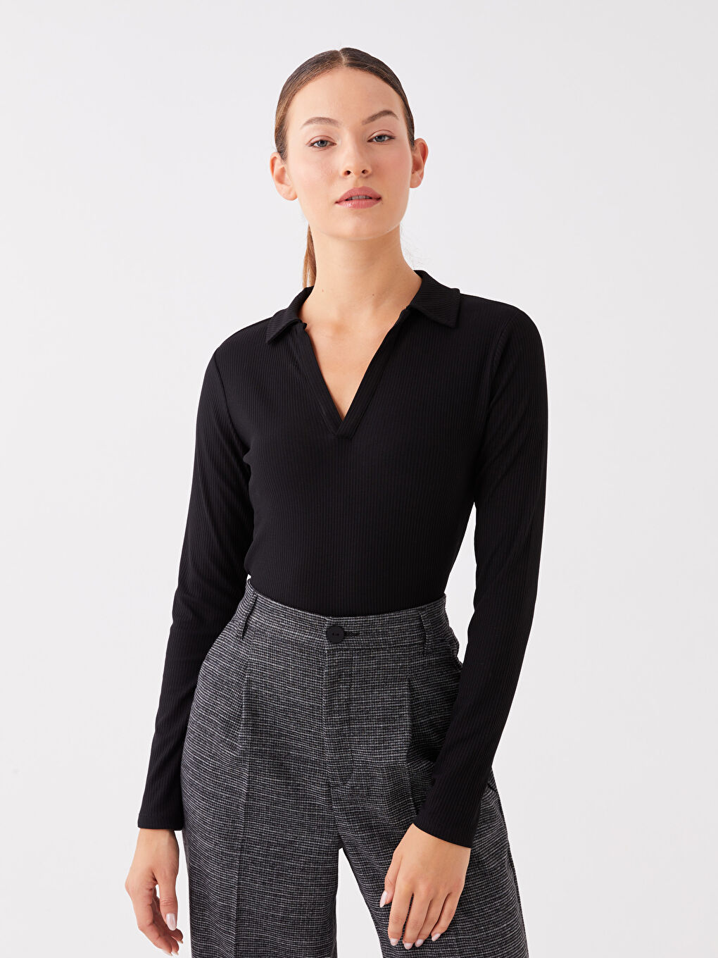 გოლფი უბრალო გრძელმკლავიანი მაისური ქალებისთვის-1