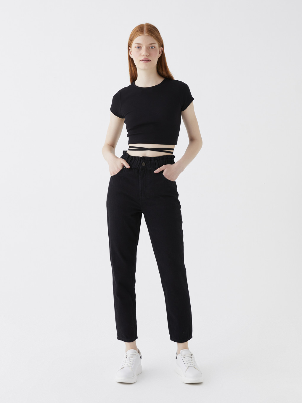 Джинсы Mom Fit С Эластичной Талией Для Женщин