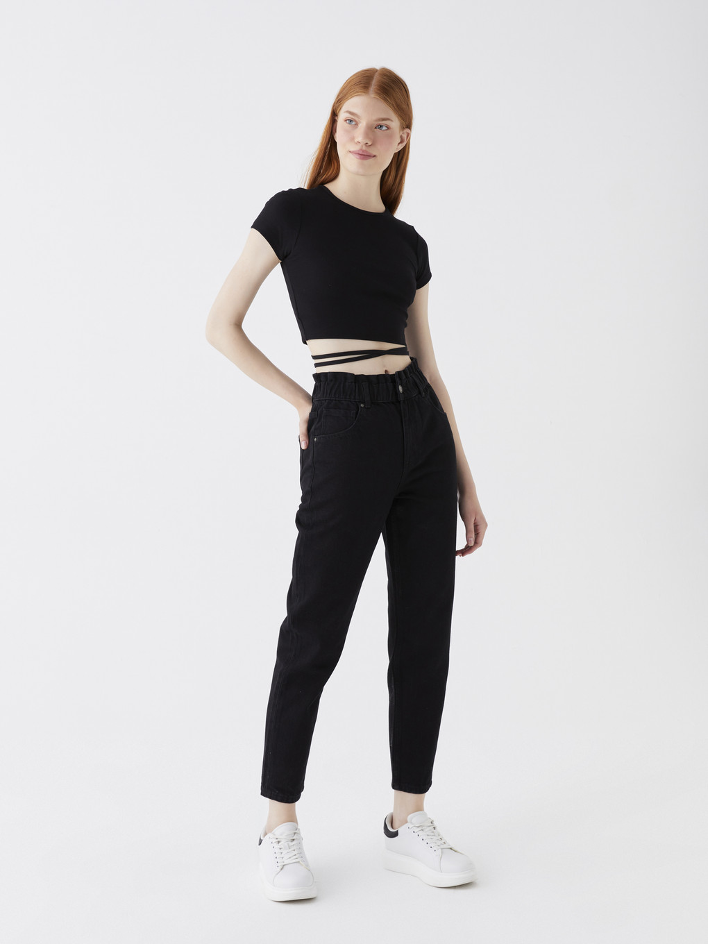 Джинсы Mom Fit С Эластичной Талией Для Женщин-2