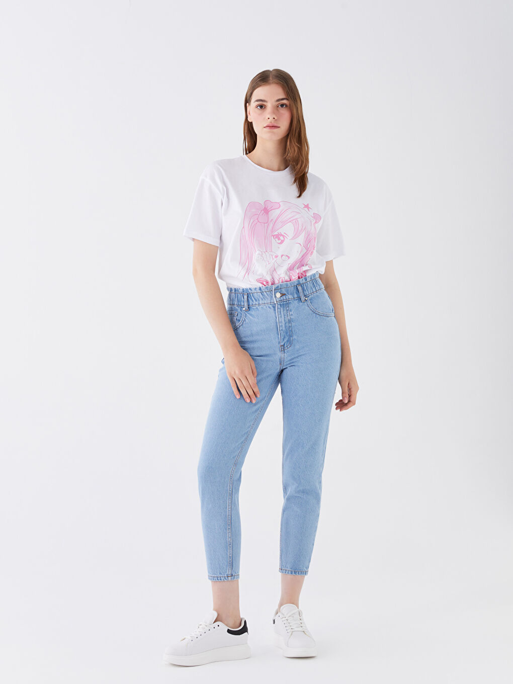 Elasticated Waist Mom Fit Women's Jeans