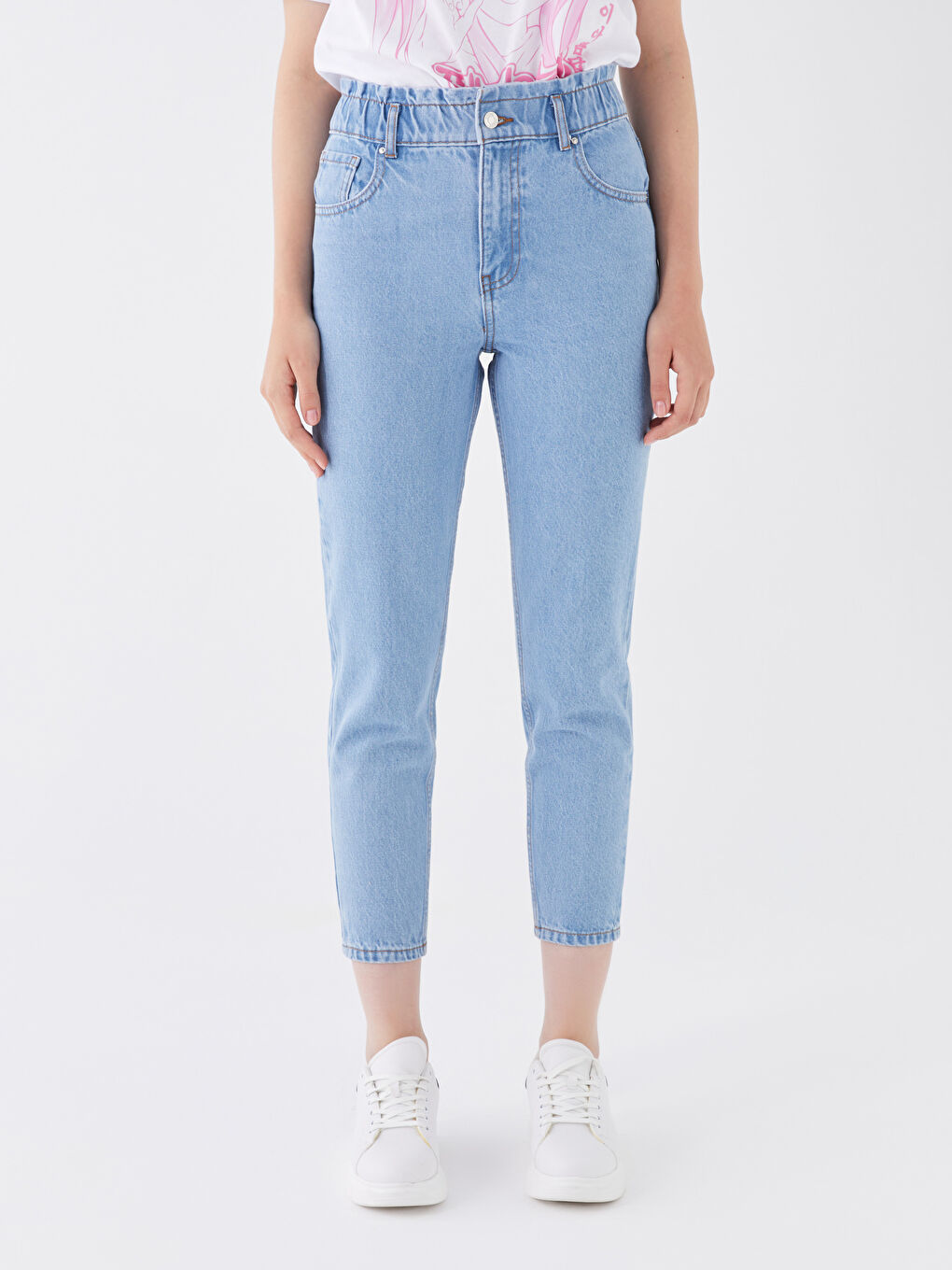 Elasticated Waist Mom Fit Women's Jeans-2