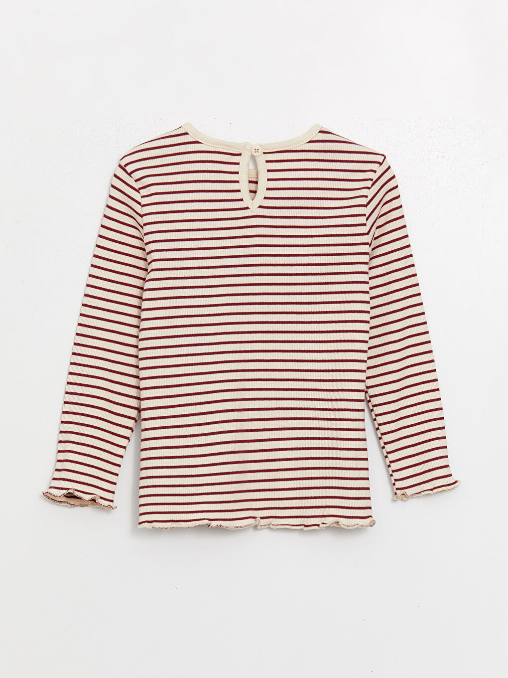 Tricou Pentru Bebeluși Fete cu Mânecă Lungă și Guler Rotund, Vărgat-1