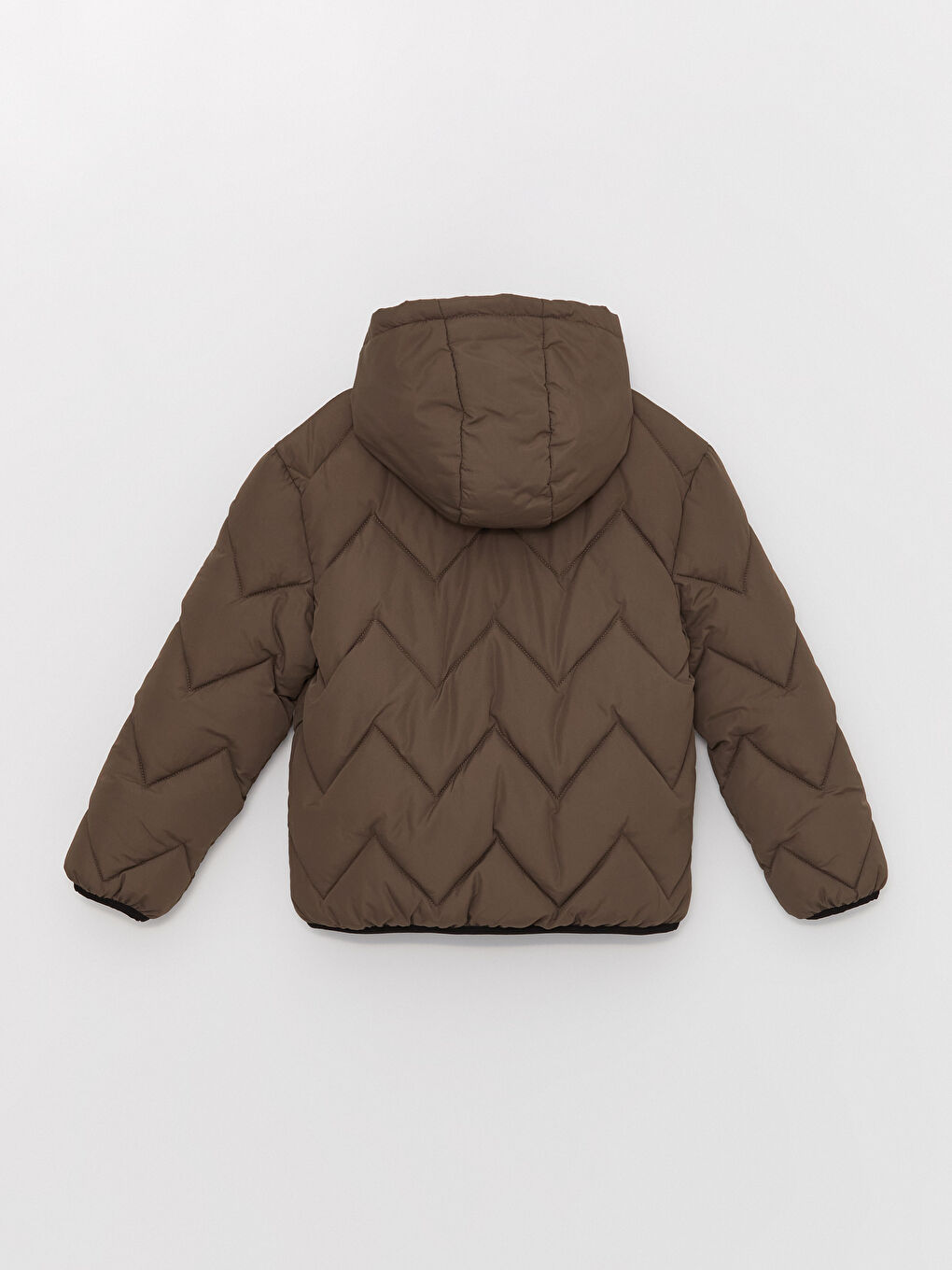 Kahverengi Kapüşonlu Erkek Çocuk Şişme Mont-1