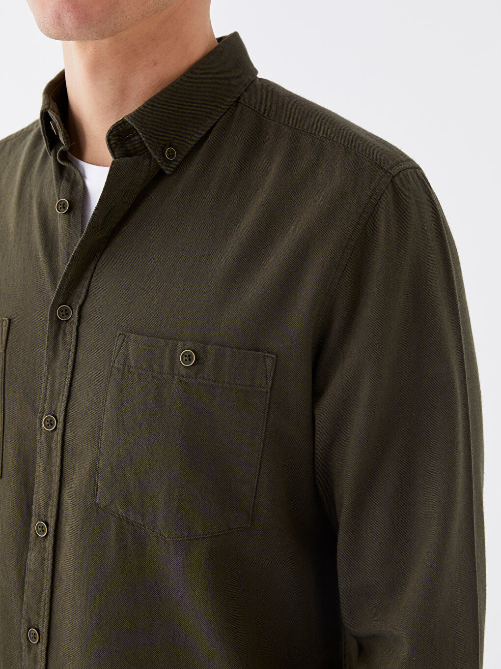 LCWAIKIKI Classic Regular Fit Long Sleeve Gabardine Men's Shirt -W35104Z8-KGJ