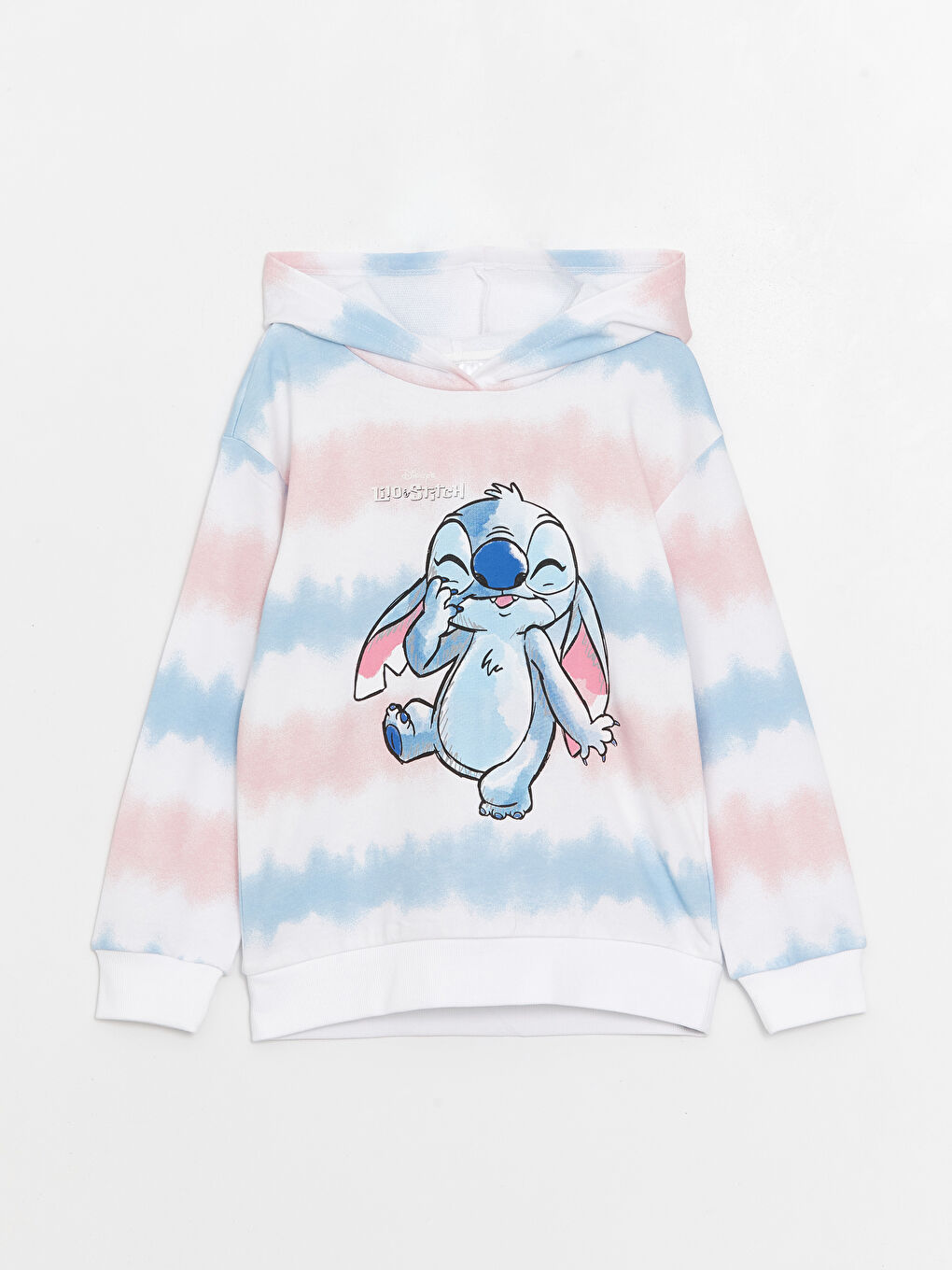 LCW Kids Somon Baskılı Lilo ve Stitch Baskılı Uzun Kollu Kız Çocuk Hoodie