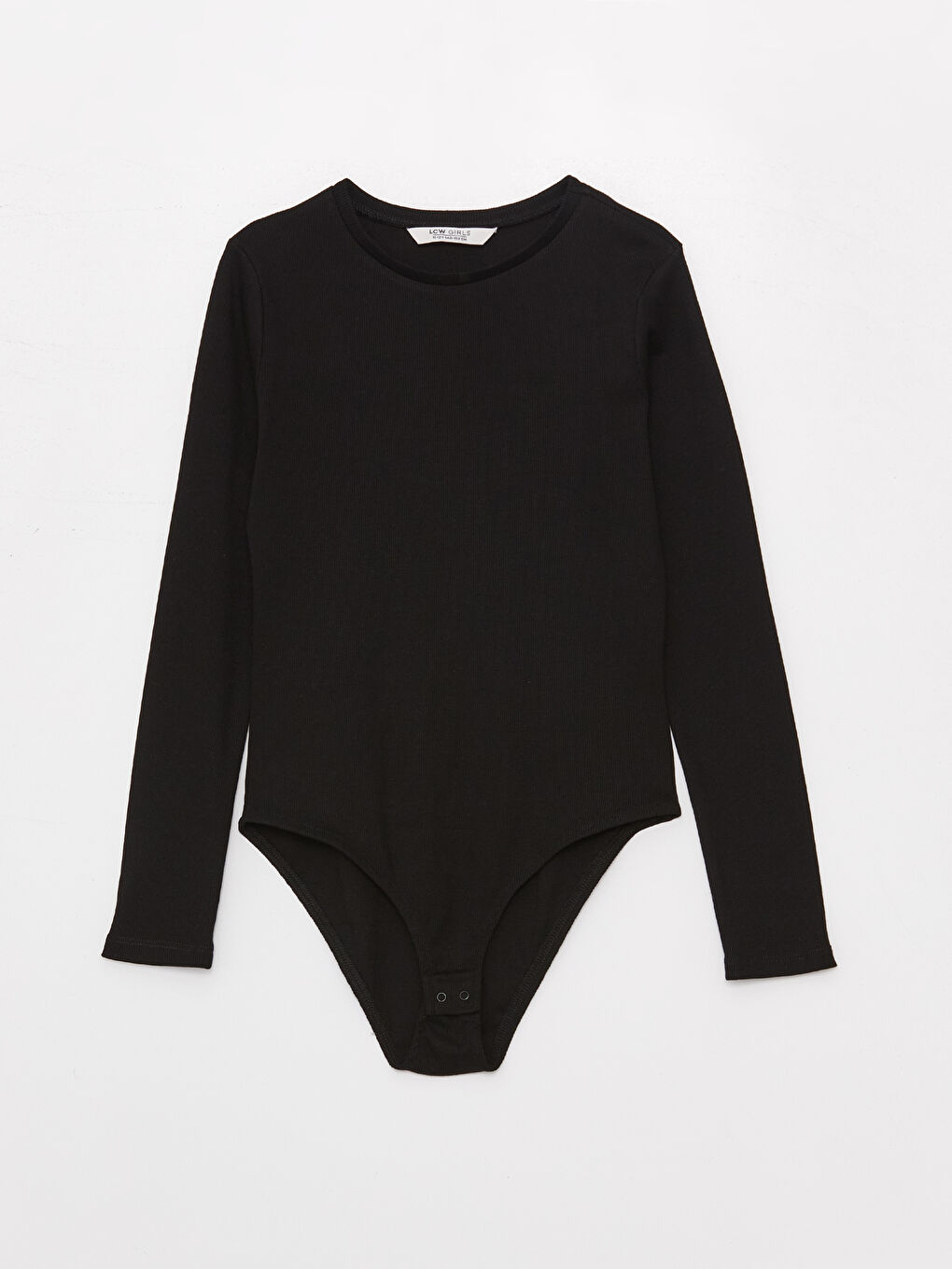 Crew Neck Long Sleeve Girls' Snap Closure Bodysuit