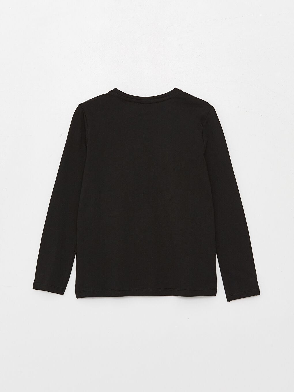 Siyah Bisiklet Yaka Baskılı Çift Yönlü Payetli Uzun Kollu Kız Çocuk Tişört-3