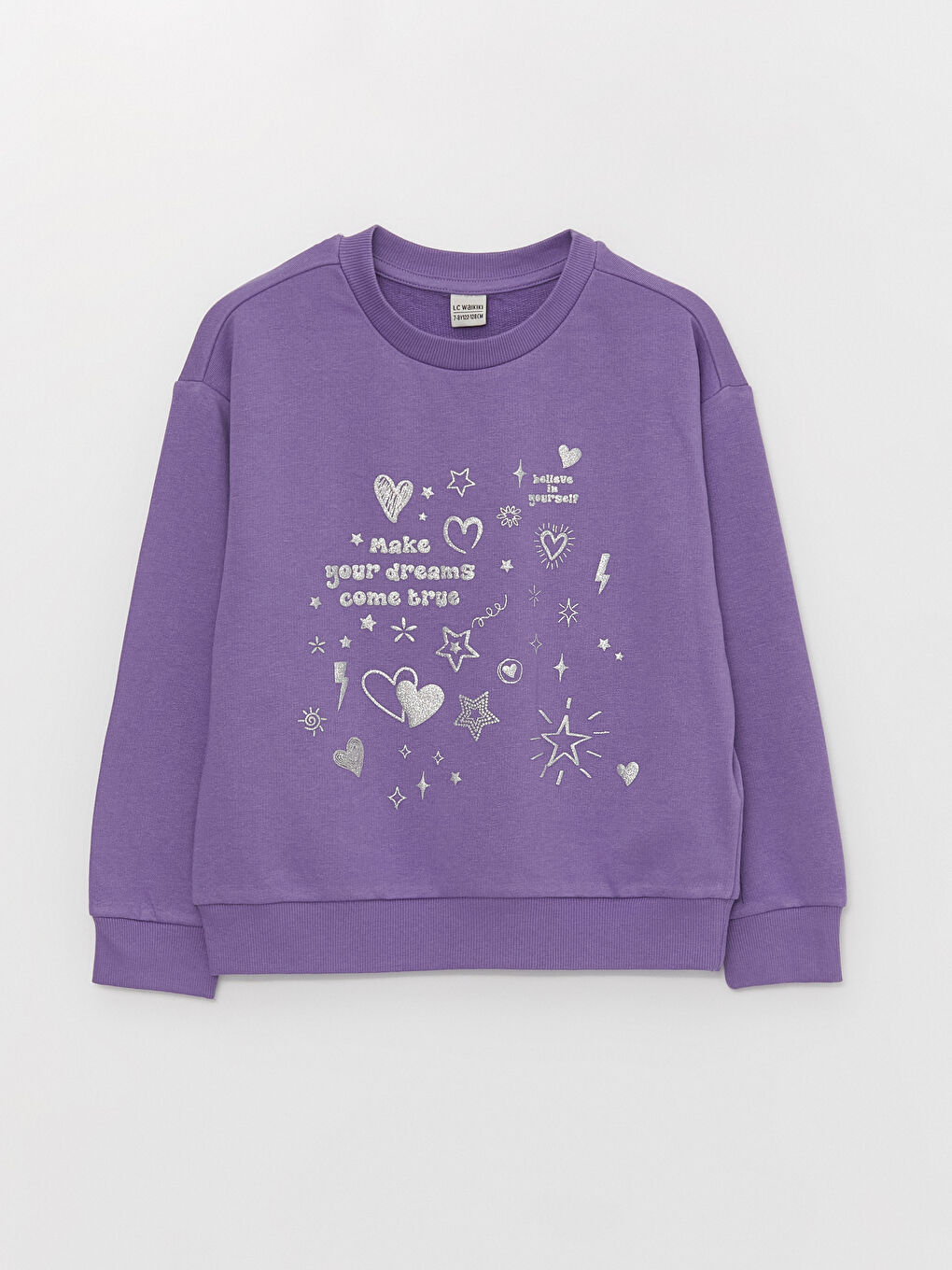 Crew Neck Printed Long Sleeve Girls' Sweatshirt