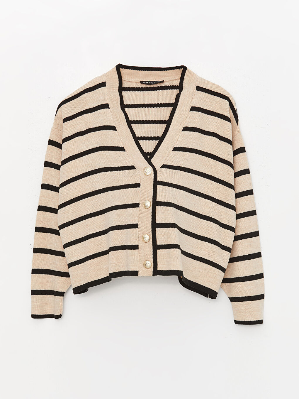 V-Neck Striped Long Sleeve Maternity Knitwear Cardigan-5