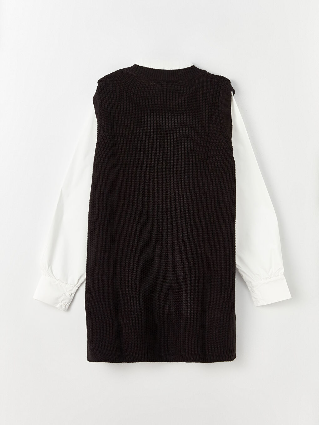 تونيك تريكو نسائي بياقة واقفة مكشكشة وكم طويل مستقيم-6