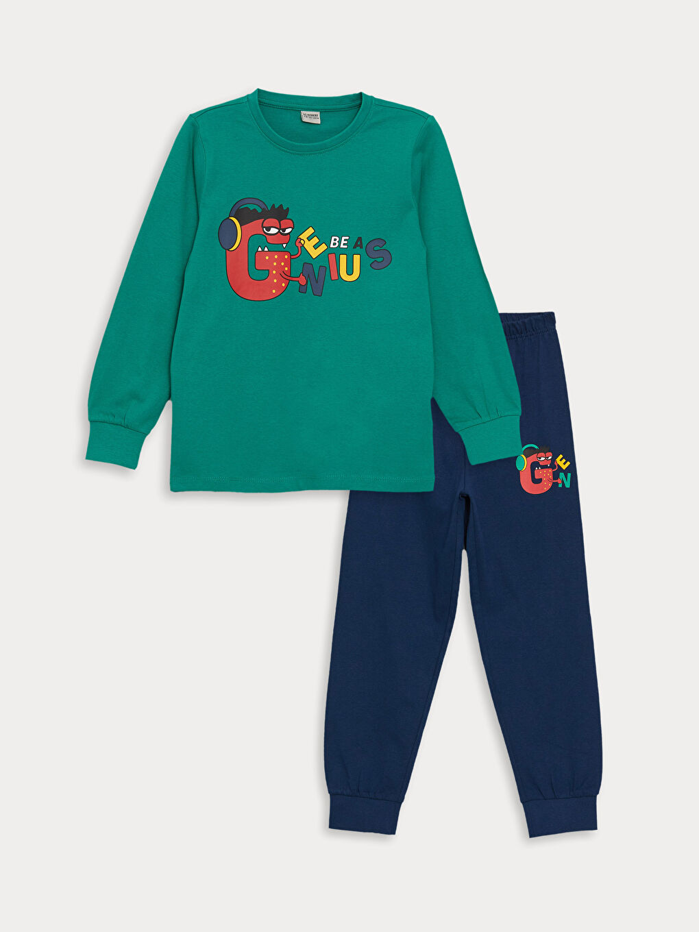 Set de Pijama pentru Băieți cu Mânecă Lungă și Imprimeu cu Guler Rotund