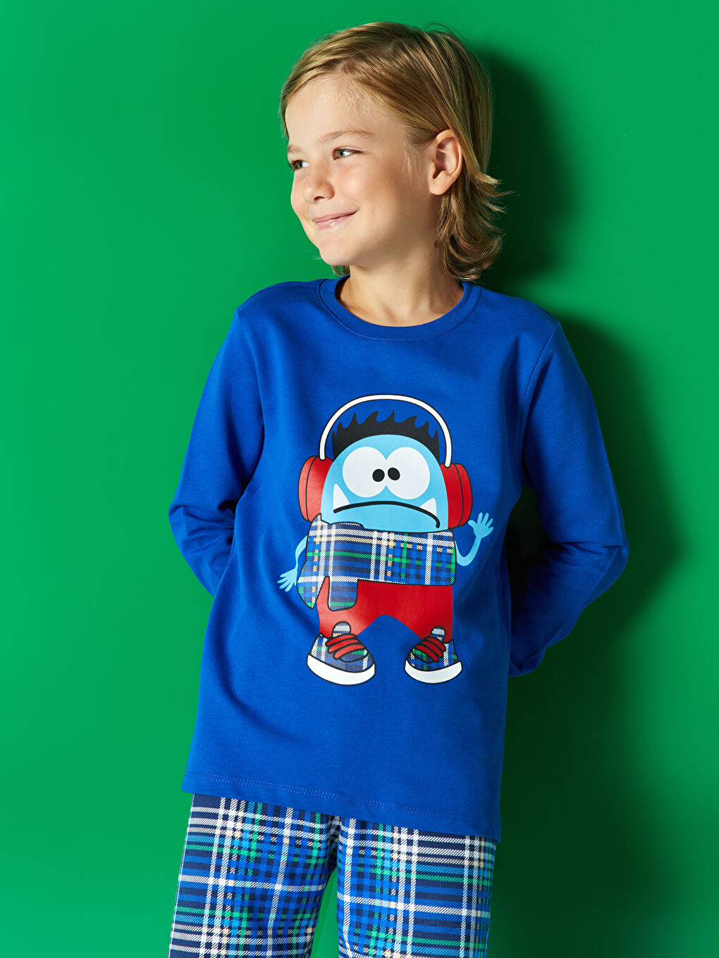 Set de Pijama pentru Băieți cu Mânecă Lungă și Imprimeu cu Guler Rotund-1