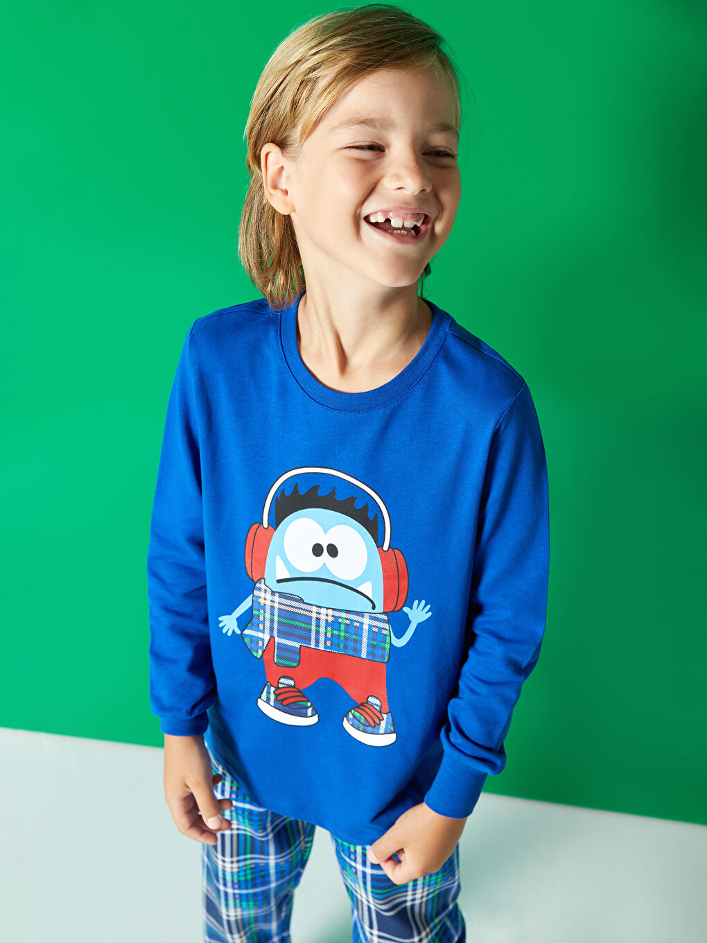 Set de Pijama pentru Băieți cu Mânecă Lungă și Imprimeu cu Guler Rotund-2