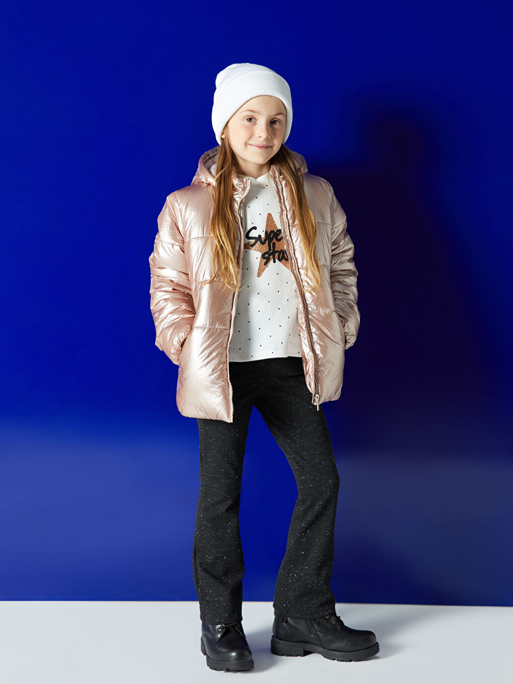 Siyah Beli Lastikli İspanyol Paça Kız Çocuk Tayt