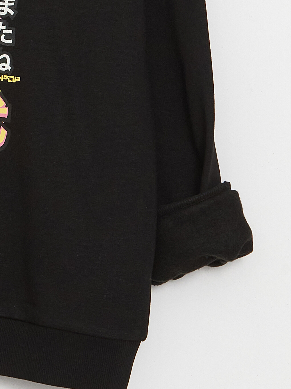 Siyah Gömlek Yaka Baskılı Uzun Kollu Kız Çocuk Sweatshirt-1