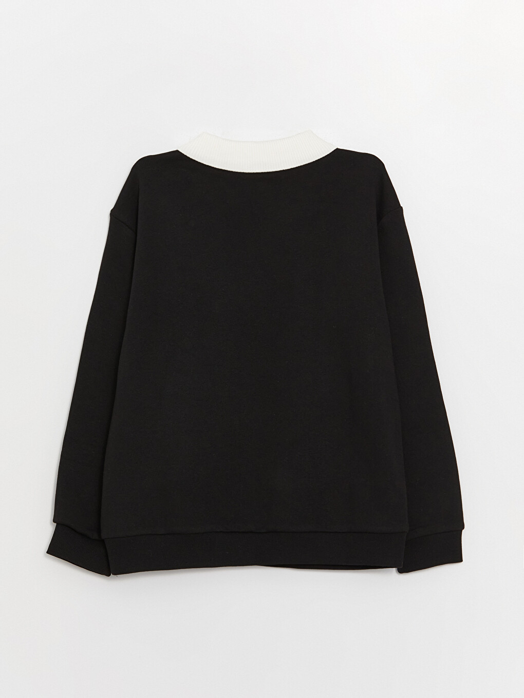 Siyah Gömlek Yaka Baskılı Uzun Kollu Kız Çocuk Sweatshirt-2