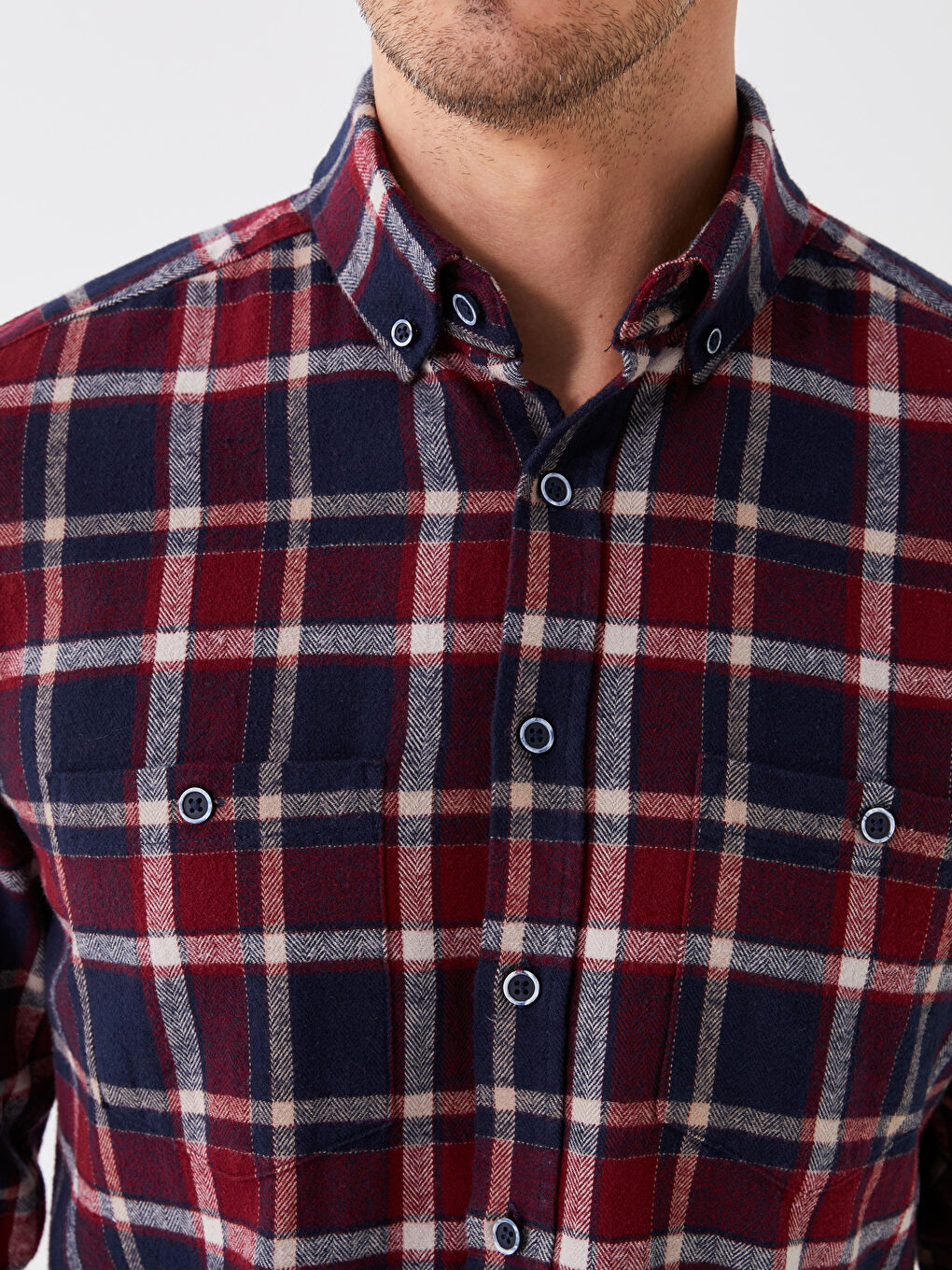Regular Fit Long Sleeve Plaid Men's Shirt-3