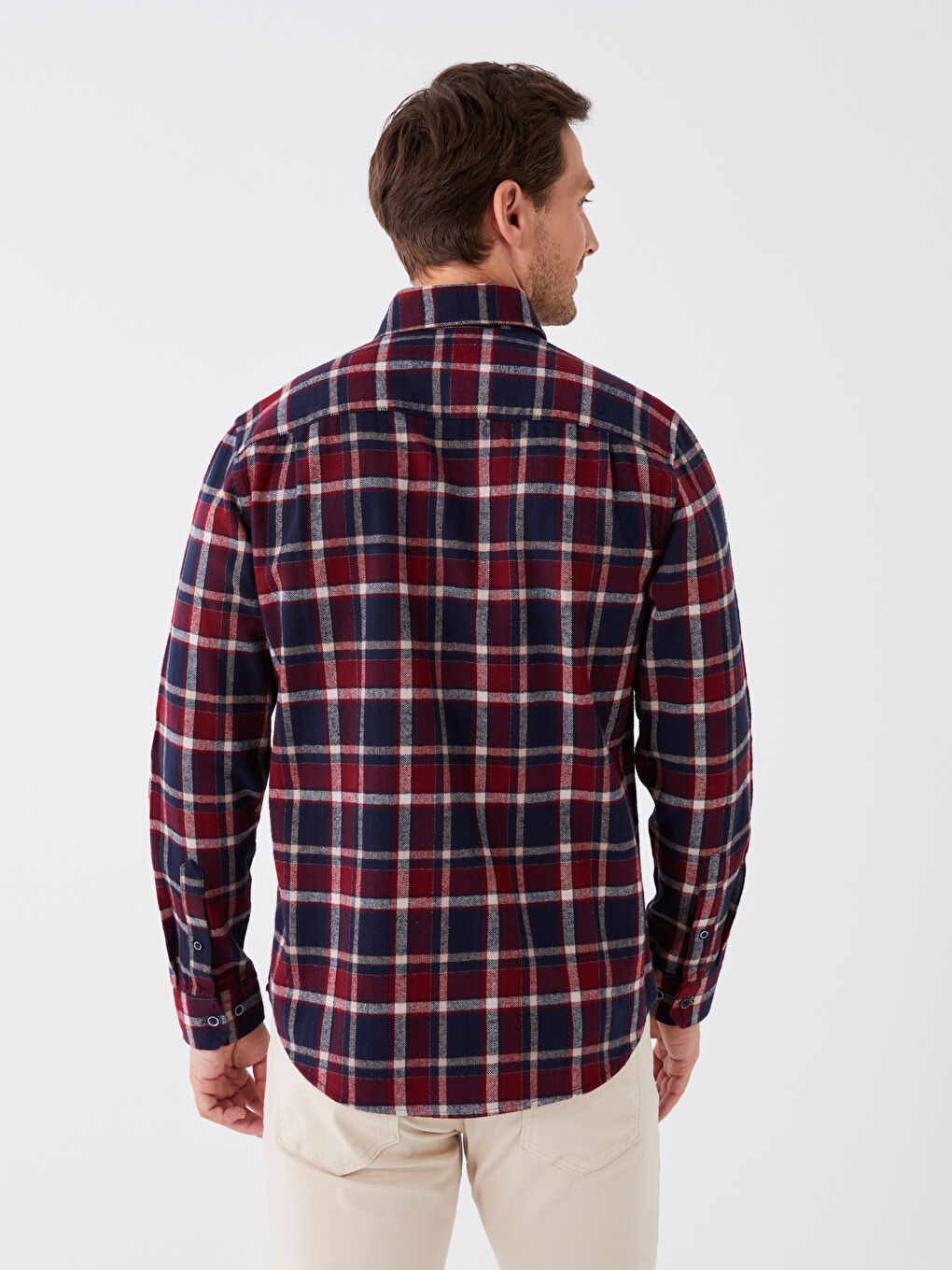 Regular Fit Long Sleeve Plaid Men's Shirt-4
