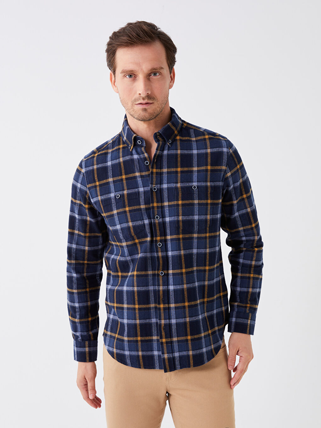 Chemise Écossaise à Manches Longues pour Hommes Coupe Régulière-1