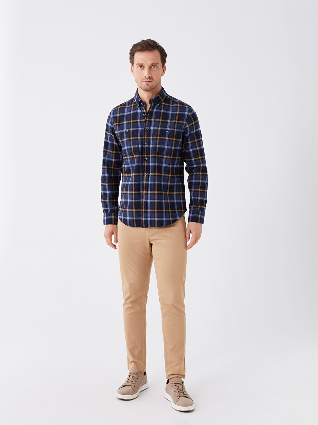 Chemise Écossaise à Manches Longues pour Hommes Coupe Régulière-2