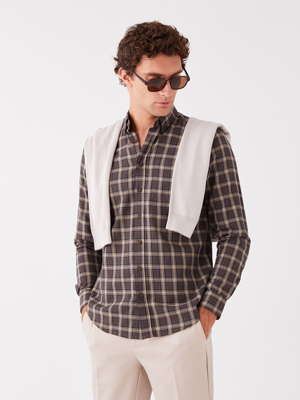 LCWAIKIKI Classic Regular Fit Long Sleeve Plaid Men's Shirt -W35261Z8-LKQ