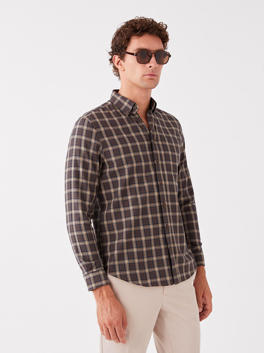 LCWAIKIKI Classic Regular Fit Long Sleeve Plaid Men's Shirt -W35261Z8-LKQ