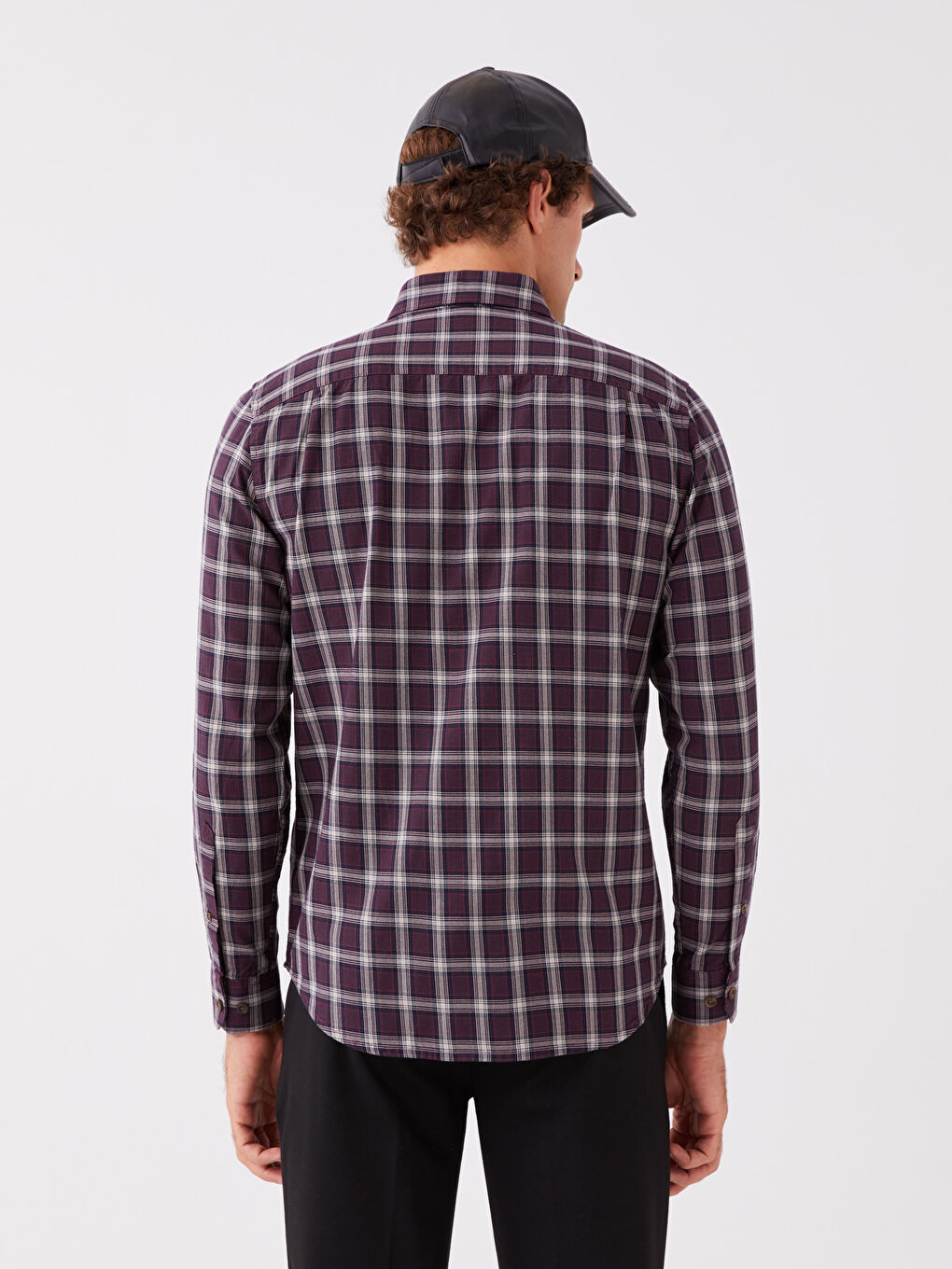 Regular Fit Long Sleeve Plaid Men's Shirt-4
