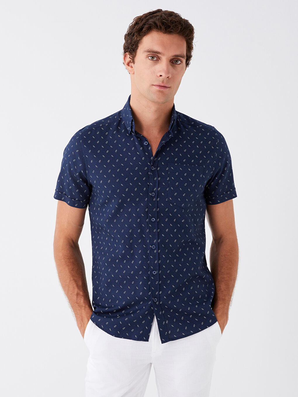 LC Waikiki Slim Fit Short Sleeve Patterned Men's Shirt -W35262Z8-LSJ