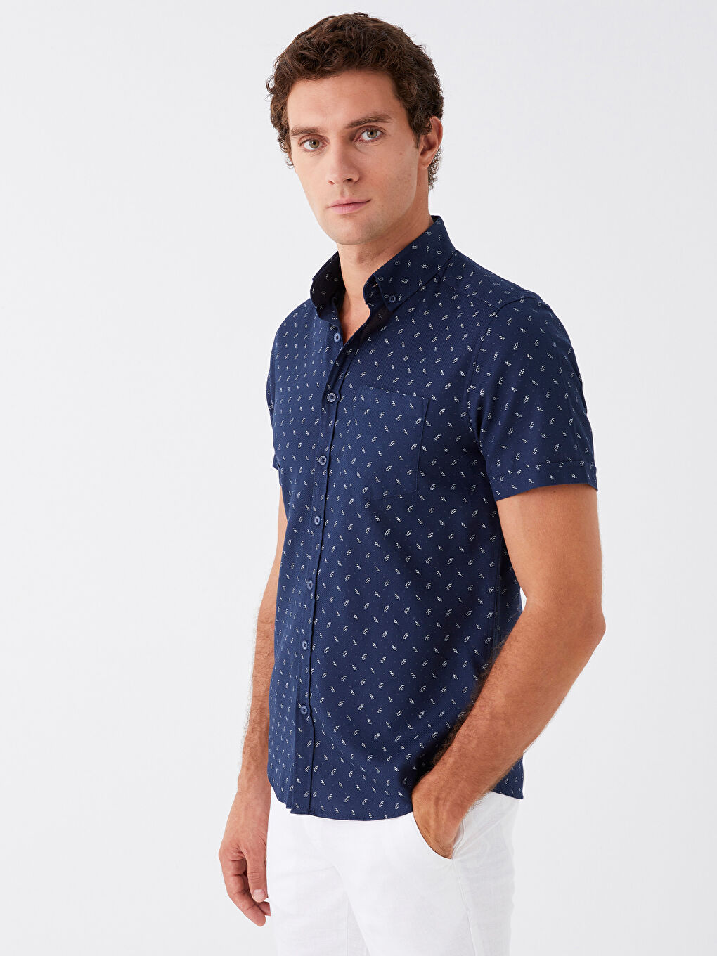 LC Waikiki Slim Fit Short Sleeve Patterned Men's Shirt -W35262Z8-LSJ