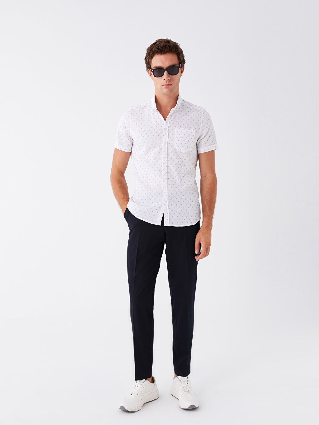 Chemise À Motifs Svelte à Manches Courtes pour Hommes-2