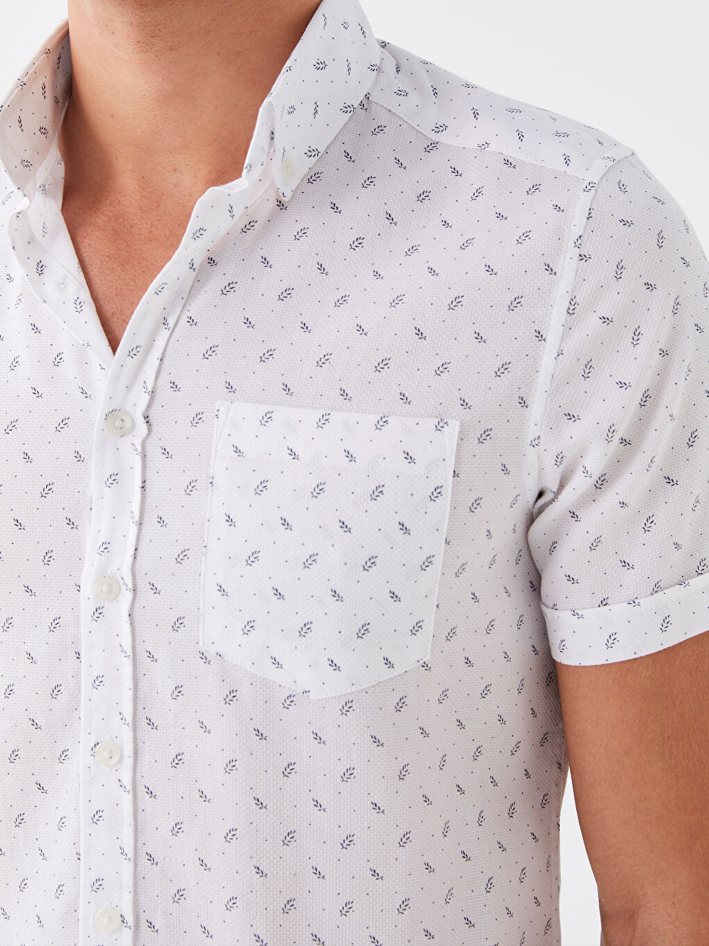 Chemise À Motifs Svelte à Manches Courtes pour Hommes-3