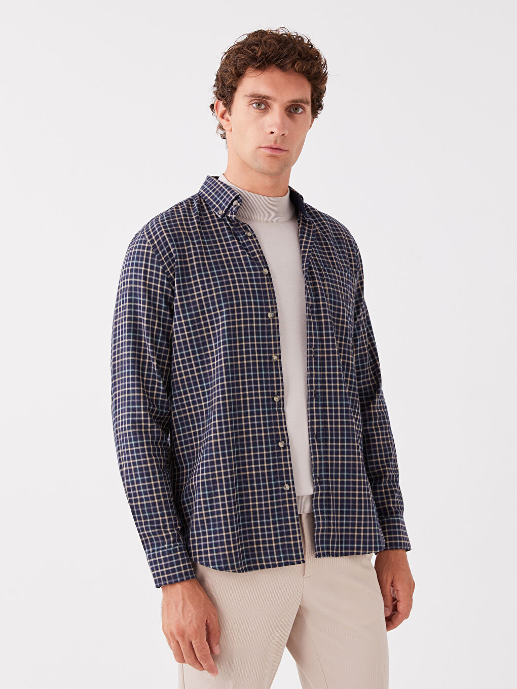 LCWAIKIKI Classic Regular Fit Long Sleeve Plaid Men's Shirt -W35263Z8-LN6