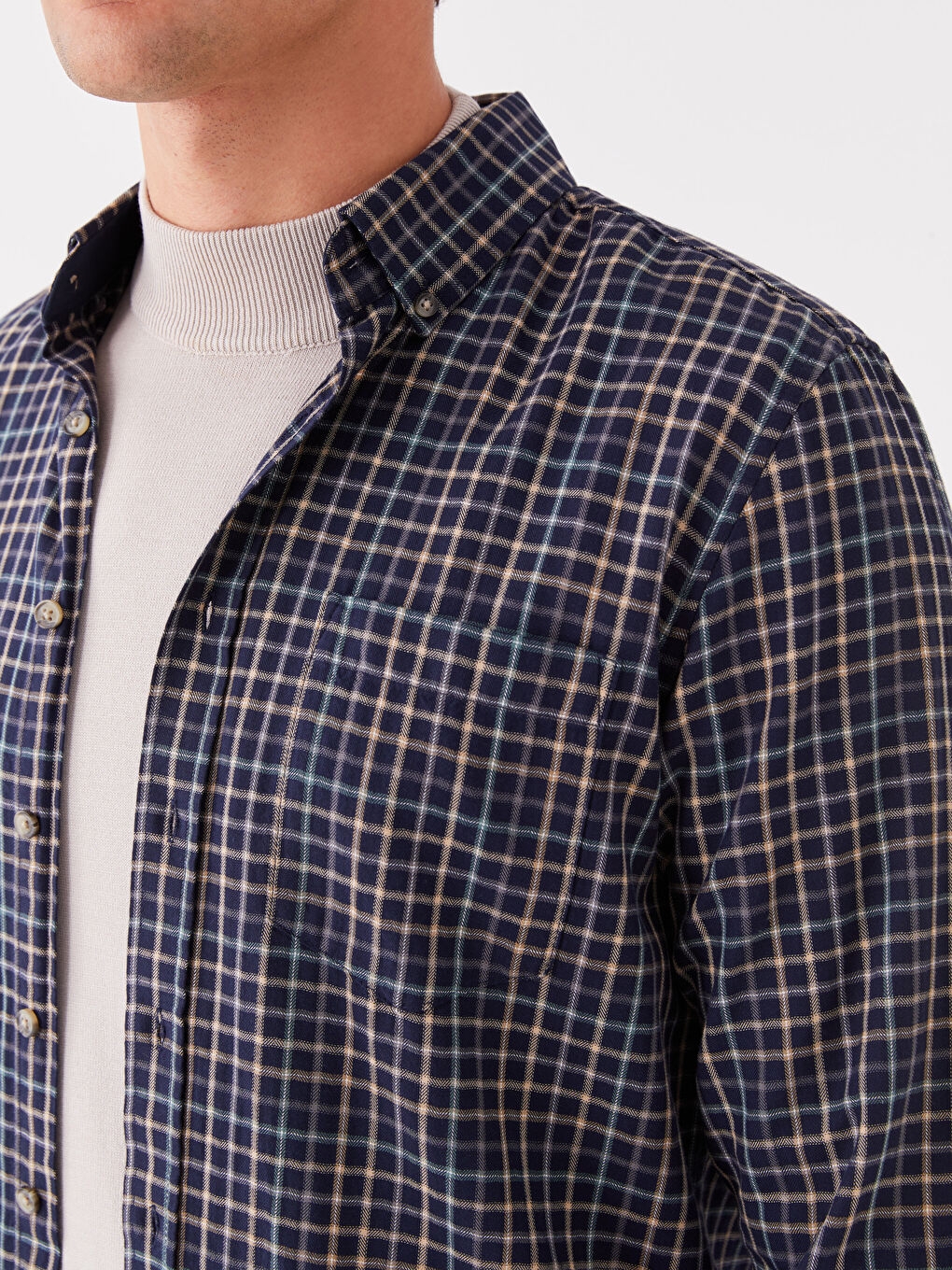 LCWAIKIKI Classic Regular Fit Long Sleeve Plaid Men's Shirt -W35263Z8-LN6