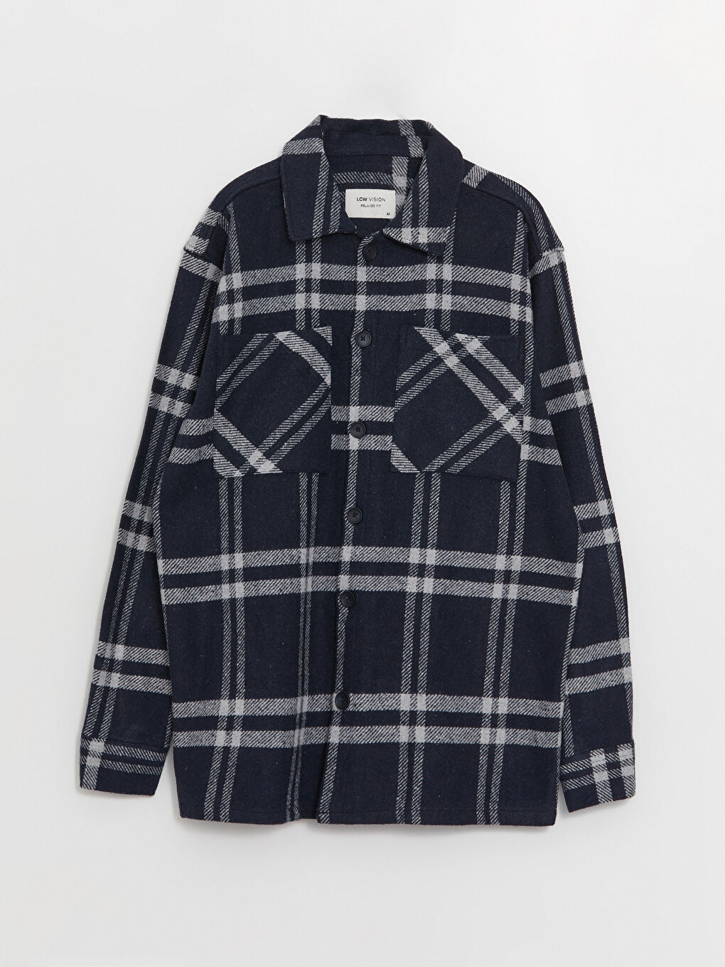 Lacivert Regular Fit Uzun Kollu Ekose Erkek Oduncu Gömlek Ceket-5