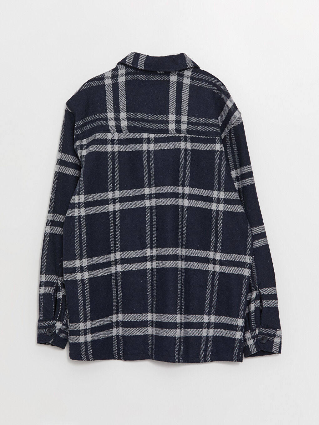 Lacivert Regular Fit Uzun Kollu Ekose Erkek Oduncu Gömlek Ceket-6