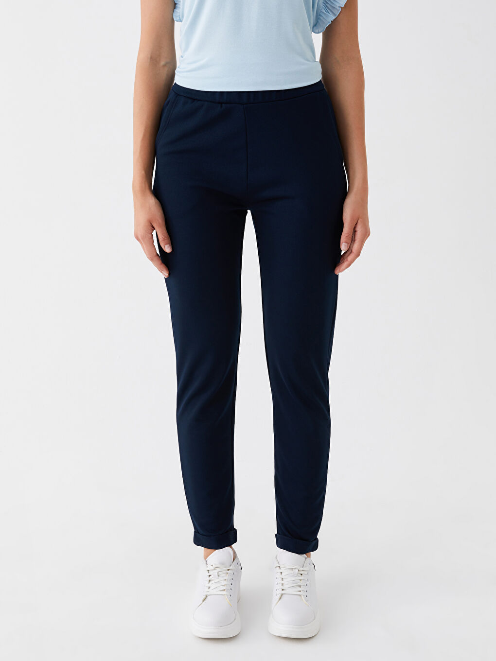 Women's Elasticated Waist Plain Sweatpants-3