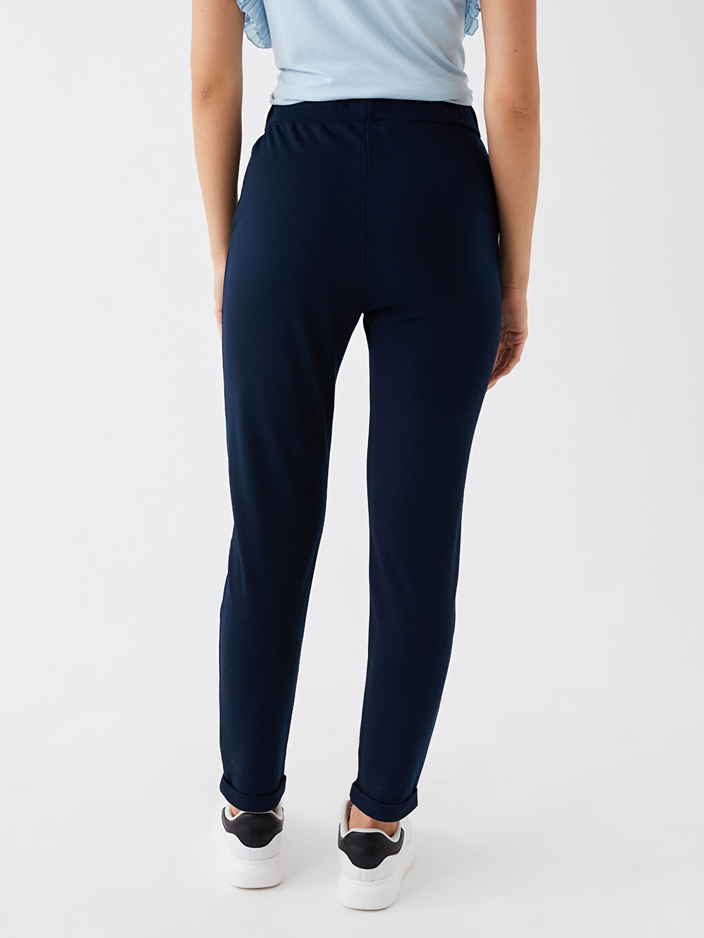 Women's Elasticated Waist Plain Sweatpants-4