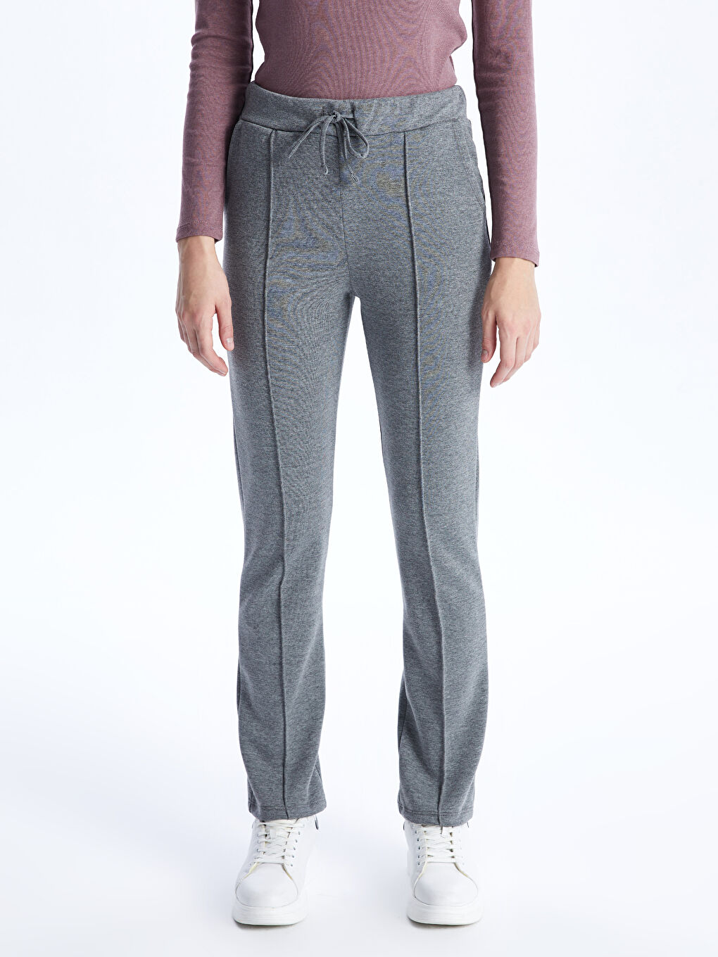 Antrasit Kadın Beli Lastikli Düz Eşofman Altı-3