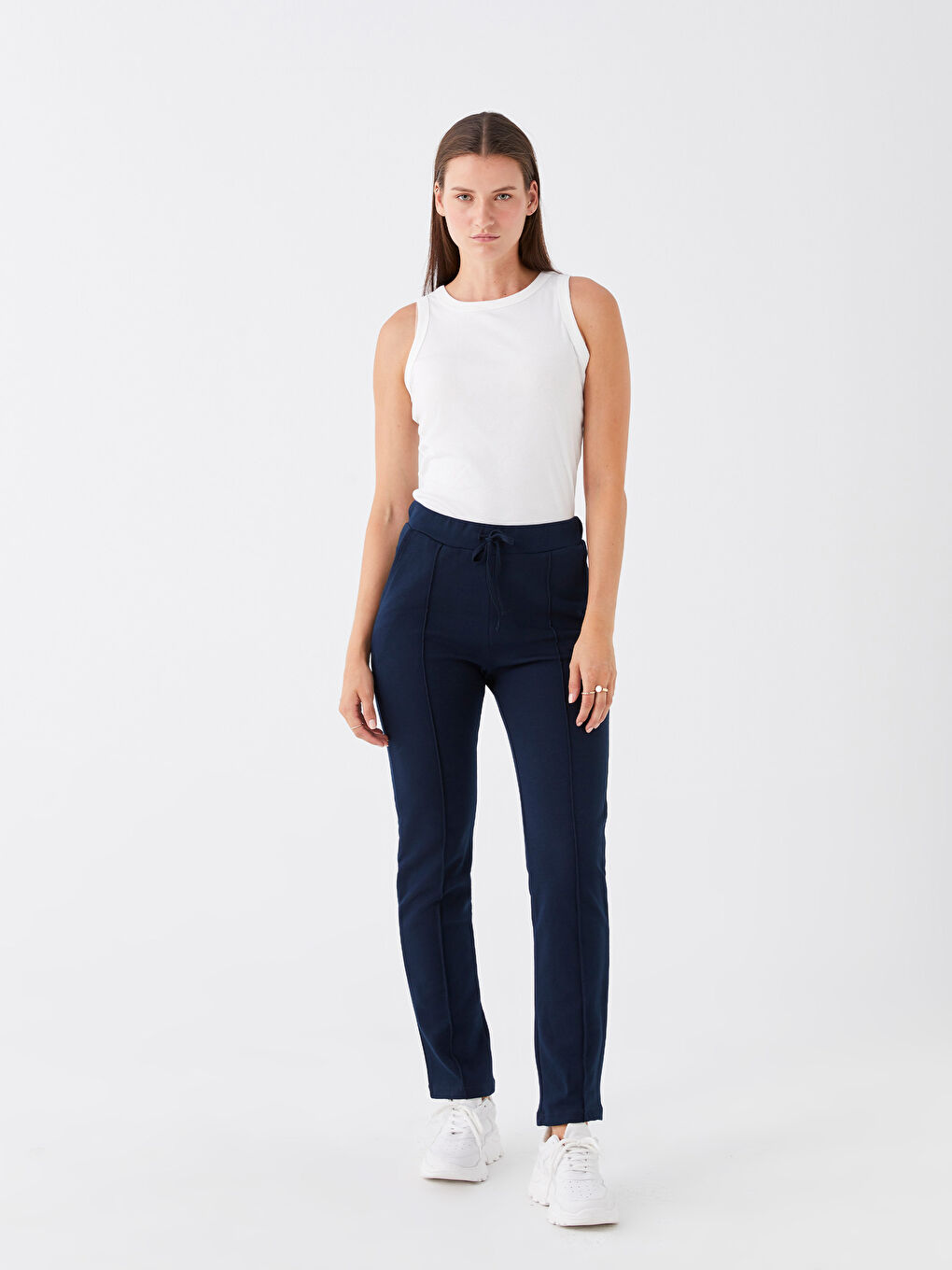 Women's Elasticated Waist Plain Sweatpants-1