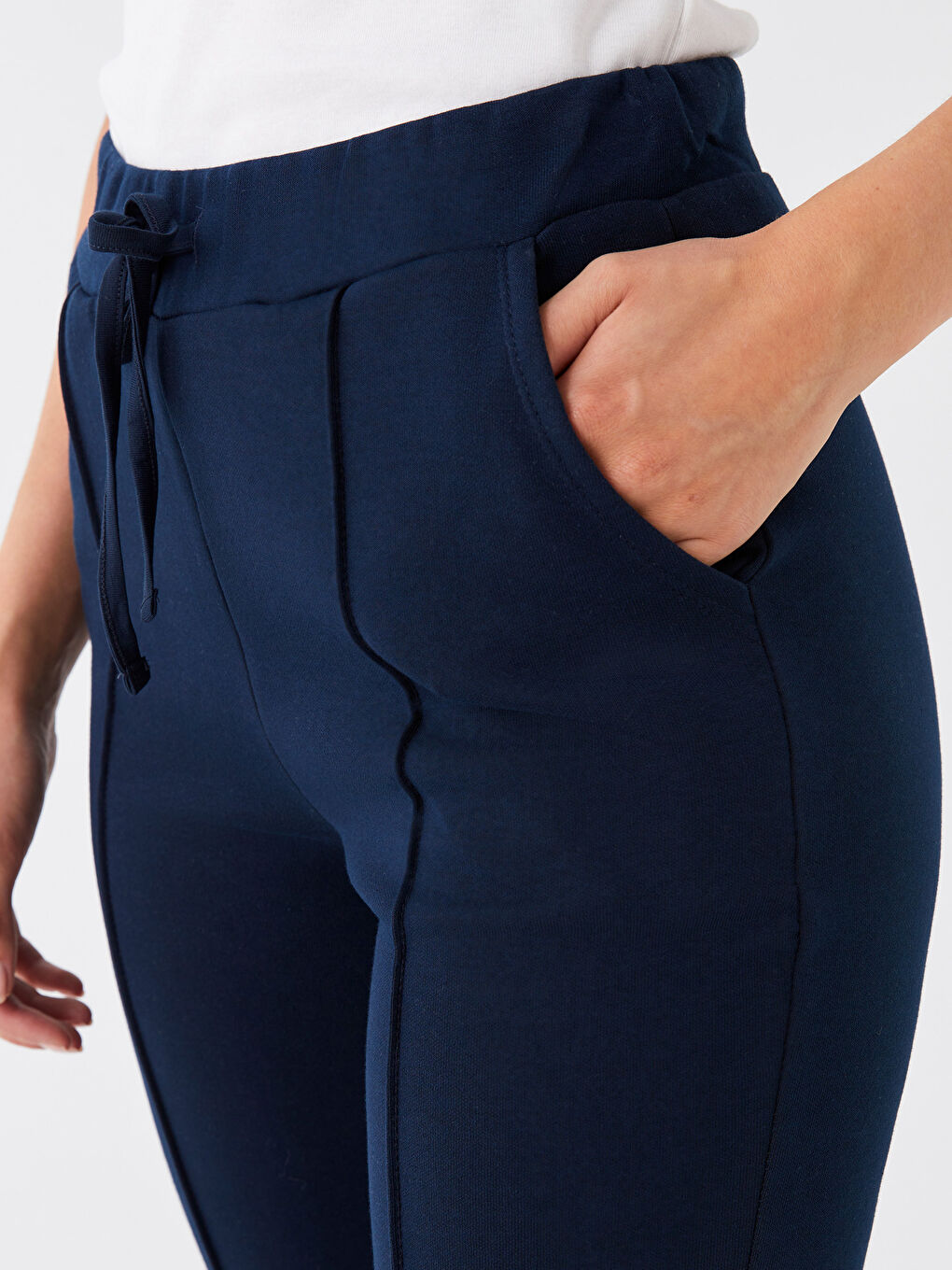 Women's Elasticated Waist Plain Sweatpants-2
