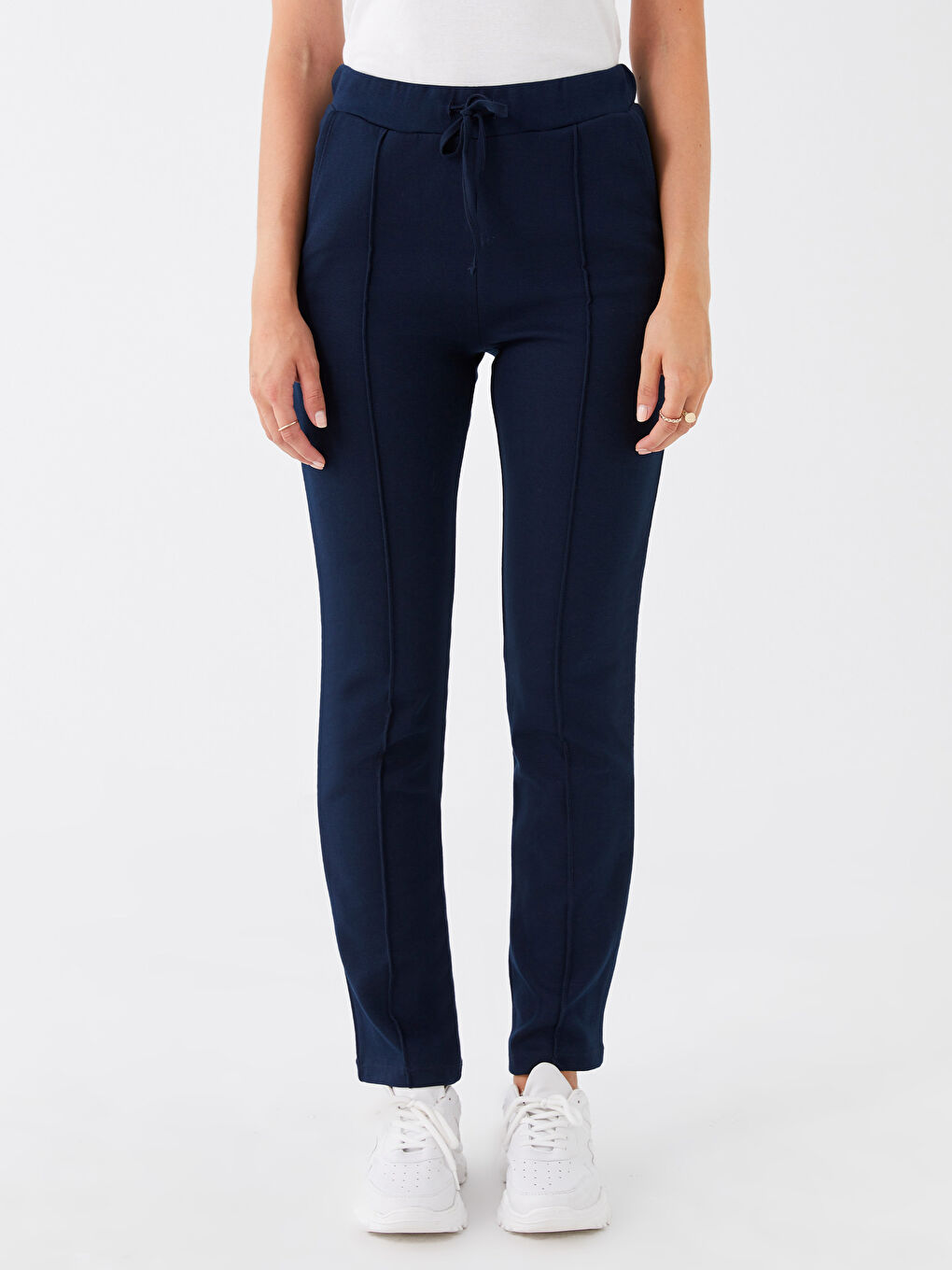 Women's Elasticated Waist Plain Sweatpants-3