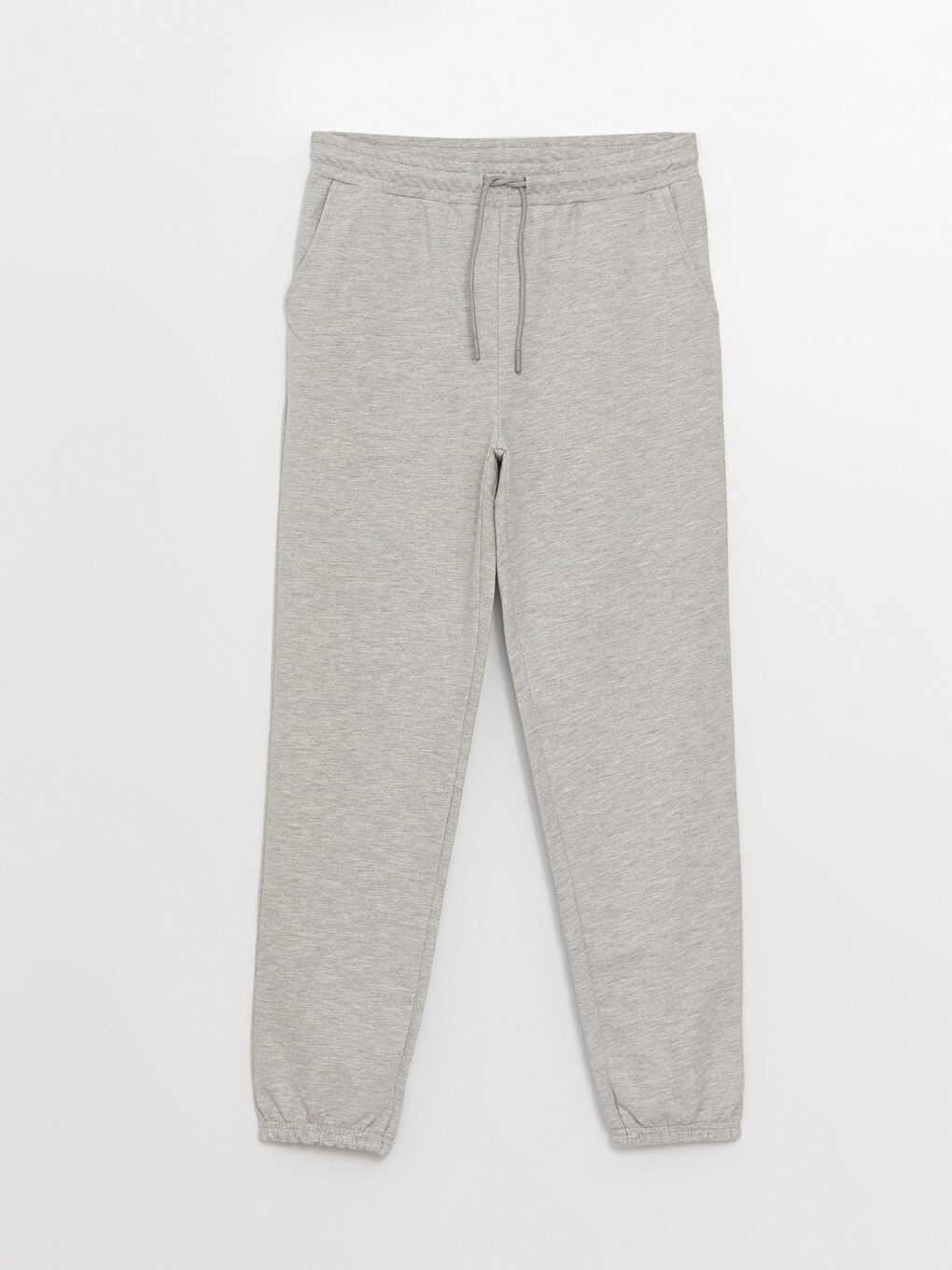 Gri Kadın Beli Lastikli Düz Jogger Eşofman Altı-5