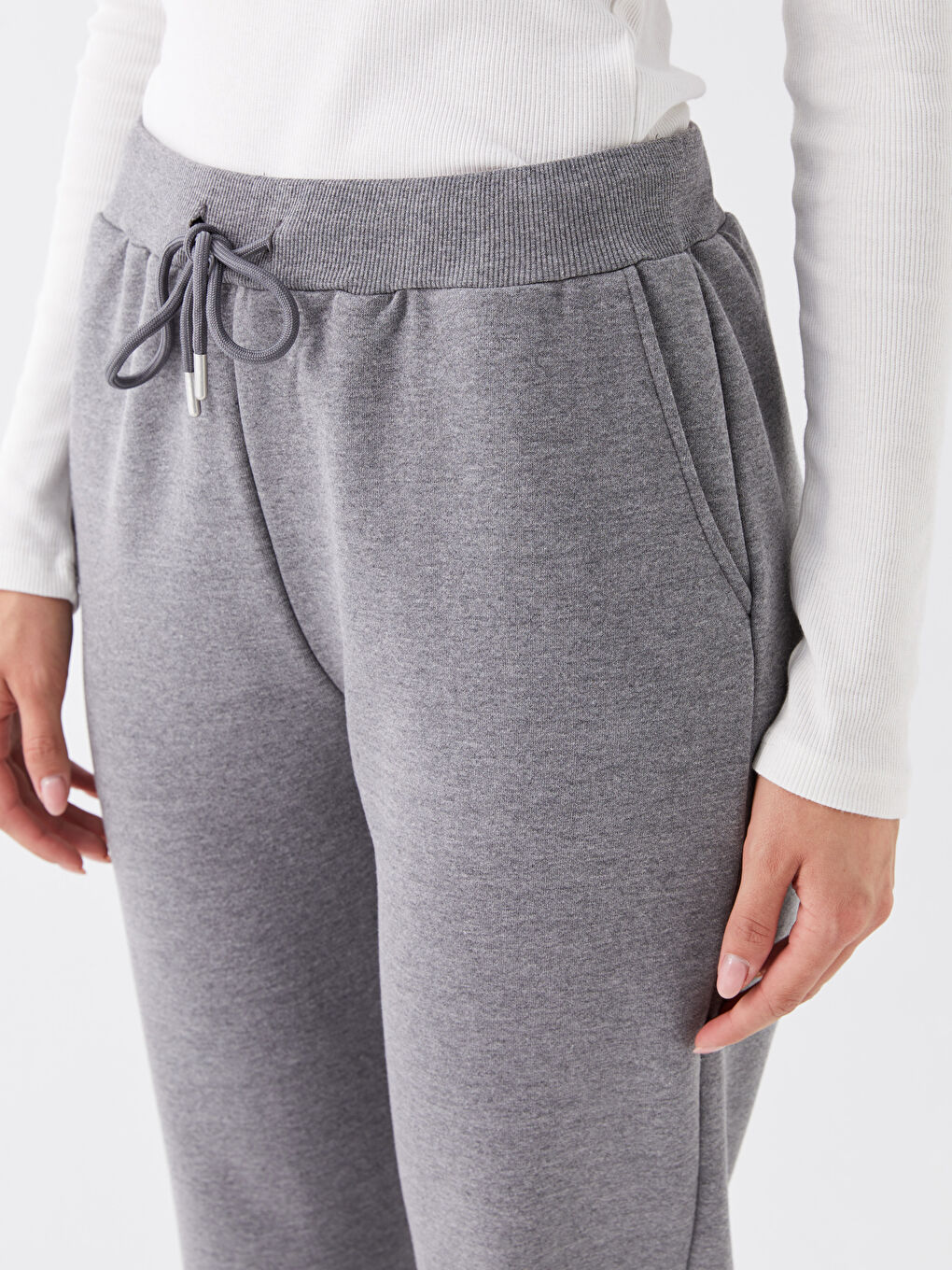 Antrasit Kadın Beli Lastikli Düz Eşofman Altı-1